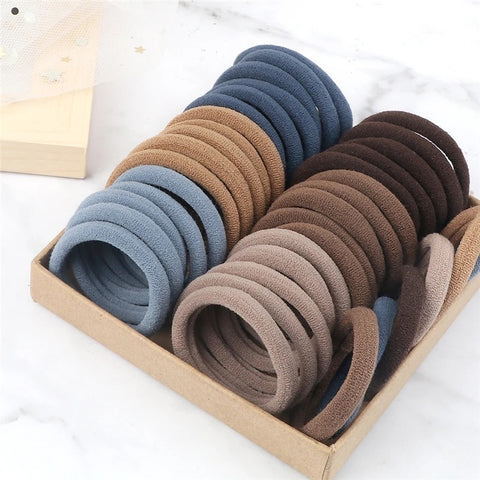 Towel Ring Hair Bands 4cm Solid Color Elastic Hair Rope Female Height Hair Accessory For Ponytail